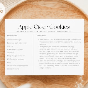 Minimalist Recipe Card Template | Editable Recipe Card | 6 x 4 Recipe Card | Printable Recipe Card | Cooking Recipe Card | Canva Template |