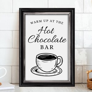 Minimalist Hot Cocoa Bar Sign Printable | Winter Party Hot Chocolate Bar | Holiday Shower | Christmas | Instant Download |