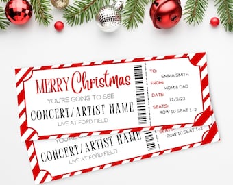 Christmas Concert Ticket Gift Voucher Template | Fully Custom Printable Gift Certificate | Downloadable Concert Ticket | Christmas Present |