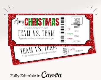 Basketball Ticket Geschenk | Bearbeitbares Basketball Game Ticket | Sport Geschenkgutschein Gutschein | Gefälschtes Ticket | Sporting Ticket Coupon