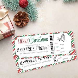 Weihnachtsmaniküre und Pediküre Geschenkgutschein | Mani Pedi Gutschein Vorlage | Spa Geschenkgutschein | Nagelstudio Geschenk | Geschenk für Mama |