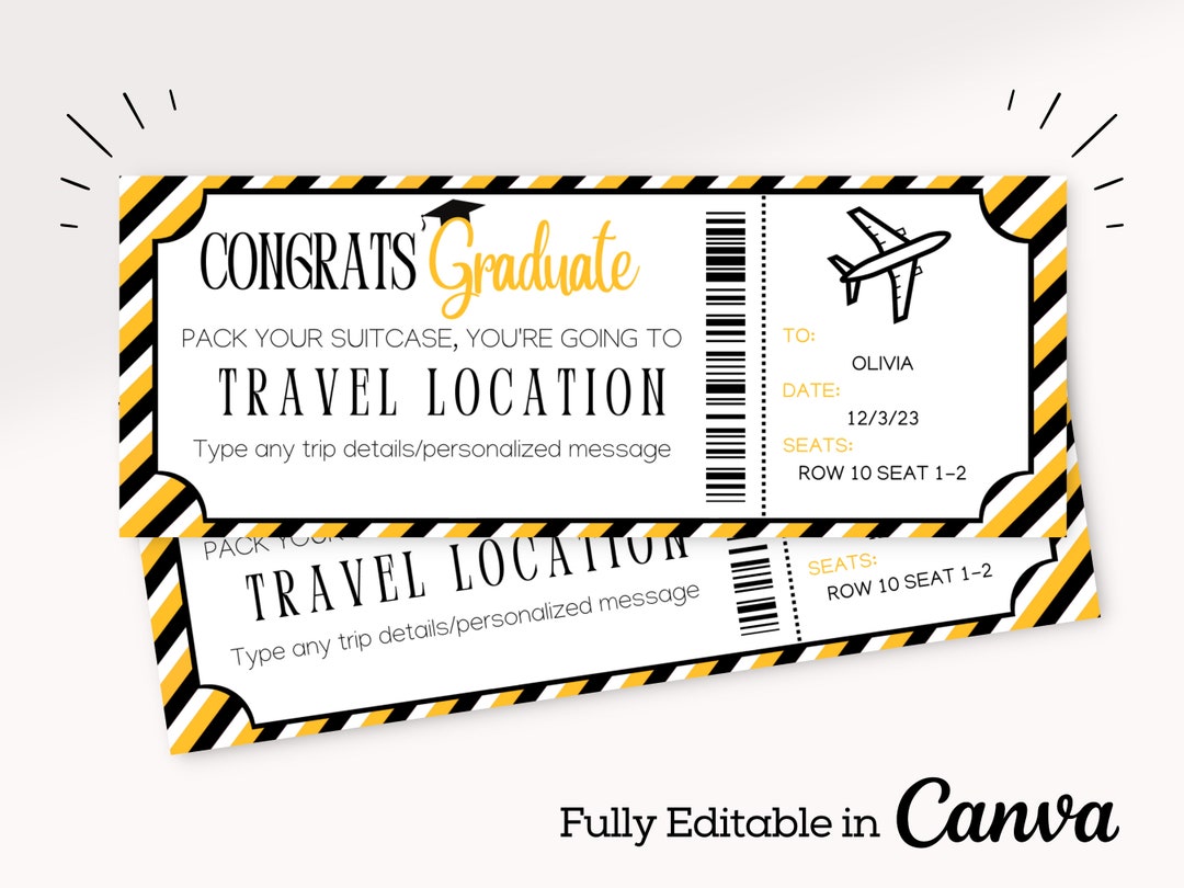 Surprise Graduation Boarding Pass | Ticket Template | Airline Gift ...