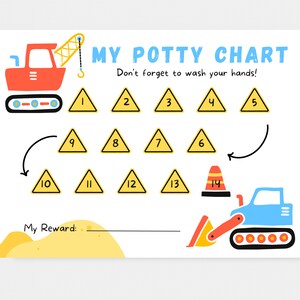 Kids Construction Potty Reward Chart | Printable Bathroom Chart ...