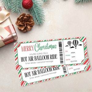 Bono para vuelo en globo aerostático navideño / Actividad navideña sorpresa / Certificado para vuelo en globo aerostático / Bono regalo personalizado /