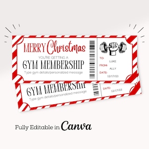 Weihnachten Gym Mitgliedskarte Geschenk | Surprise Gym Mitgliedsgutschein | Ausdruckbare Weihnachtsurkunde | Last Minute Urlaub Geschenk |