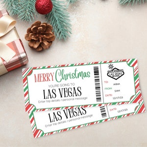 Christmas Las Vegas Surprise Boarding Pass Ticket | Printable Airline Trip Ticket Reveal | Las Vegas Printable Ticket | Surprise Vegas Trip
