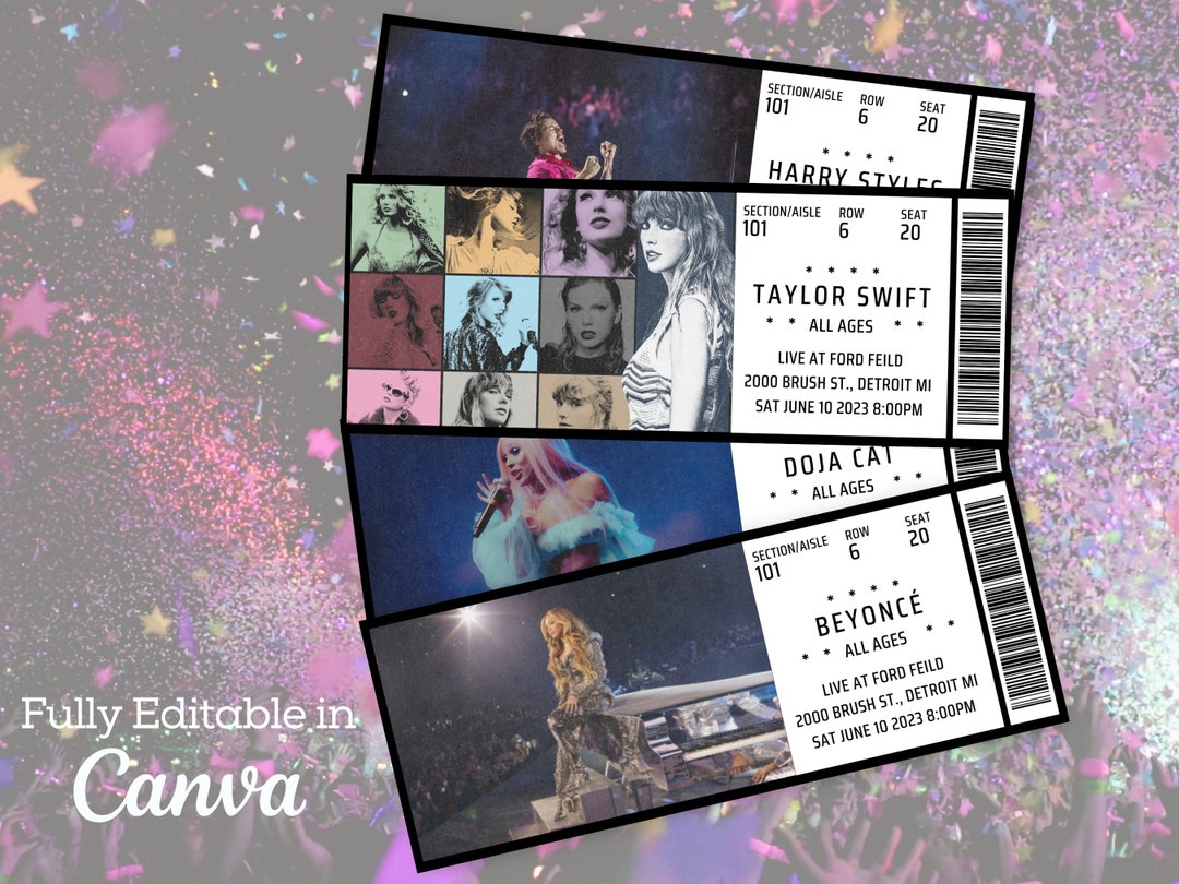 Editable Concert Ticket Template Fake Concert Ticket Custom Concert