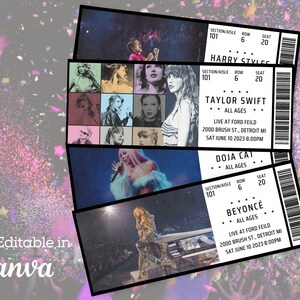 Bearbeitbare Konzert Ticket Vorlage | Gefälschte Konzertkarte | Kundenspezifische Konzertkarten Stub | Surprise druckbare Konzertkarten | Canva Template |