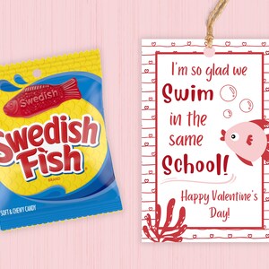 Valentine&#39;s Day Fish Tag | Swedish Valentine School Tag | Party Favor Kids Valentine Label | Digital Download | Valentine Party |