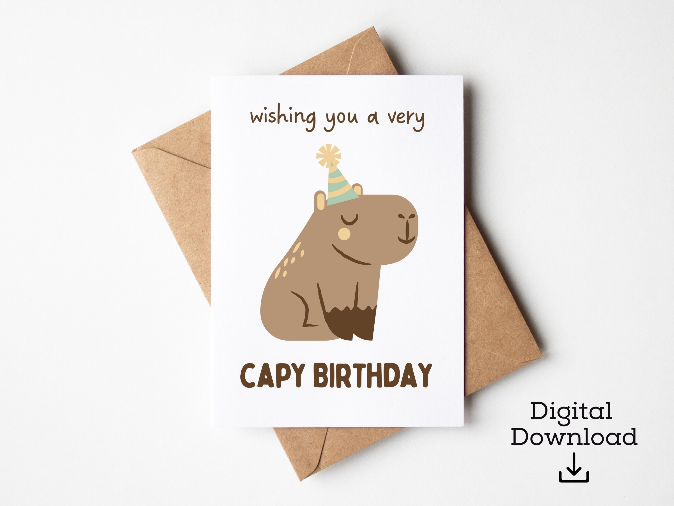 Printable Capybara Happy Birthday Card Digital Birthday Card - Etsy ...