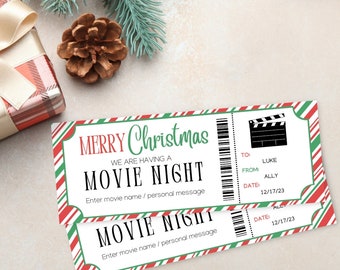 Christmas Cinema Gift Ticket Christmas Cinema Movie Gift Voucher Card ...