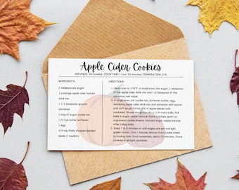 Fall Recipe Card Template | Editable Recipe Card | 6 x 4 Recipe Card | Printable Recipe Card | Cooking Recipe Card | Canva Template |