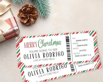 Printable Christmas Concert Gift Ticket | Christmas Gift Certificate Template Edit | Download And Print | Concert ticket | Xmas Template
