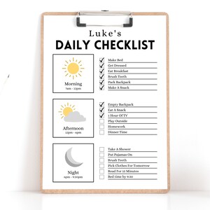 Minimalist Daily Checklist Chart Kids | Simple Daily Routine Printable | Kids To Do List | Daily Schedule | Responsibility Chart Homeschool
