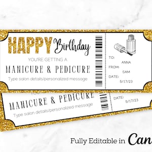 Mani Pedi Geschenk Ticket Vorlage | Geburtstag Maniküre und Pediküre | Maniküre Und Pediküre Coupon | Nagel Zertifikat | Spa-Karte | Salon Geschenk