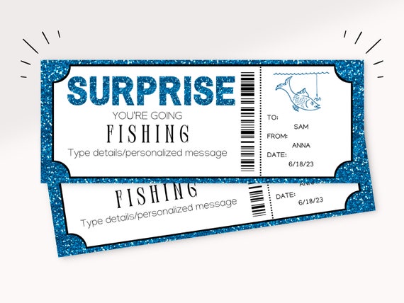 Printable Fishing Surprise Gift Voucher Fishing Trip Certificate
