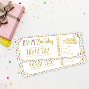 Treinreisticketvoucher | Verrassingsreisbon voor treinreis | Trein Cadeaubon | Afdrukbare instapkaart voor de trein | Treinkaartje cadeau