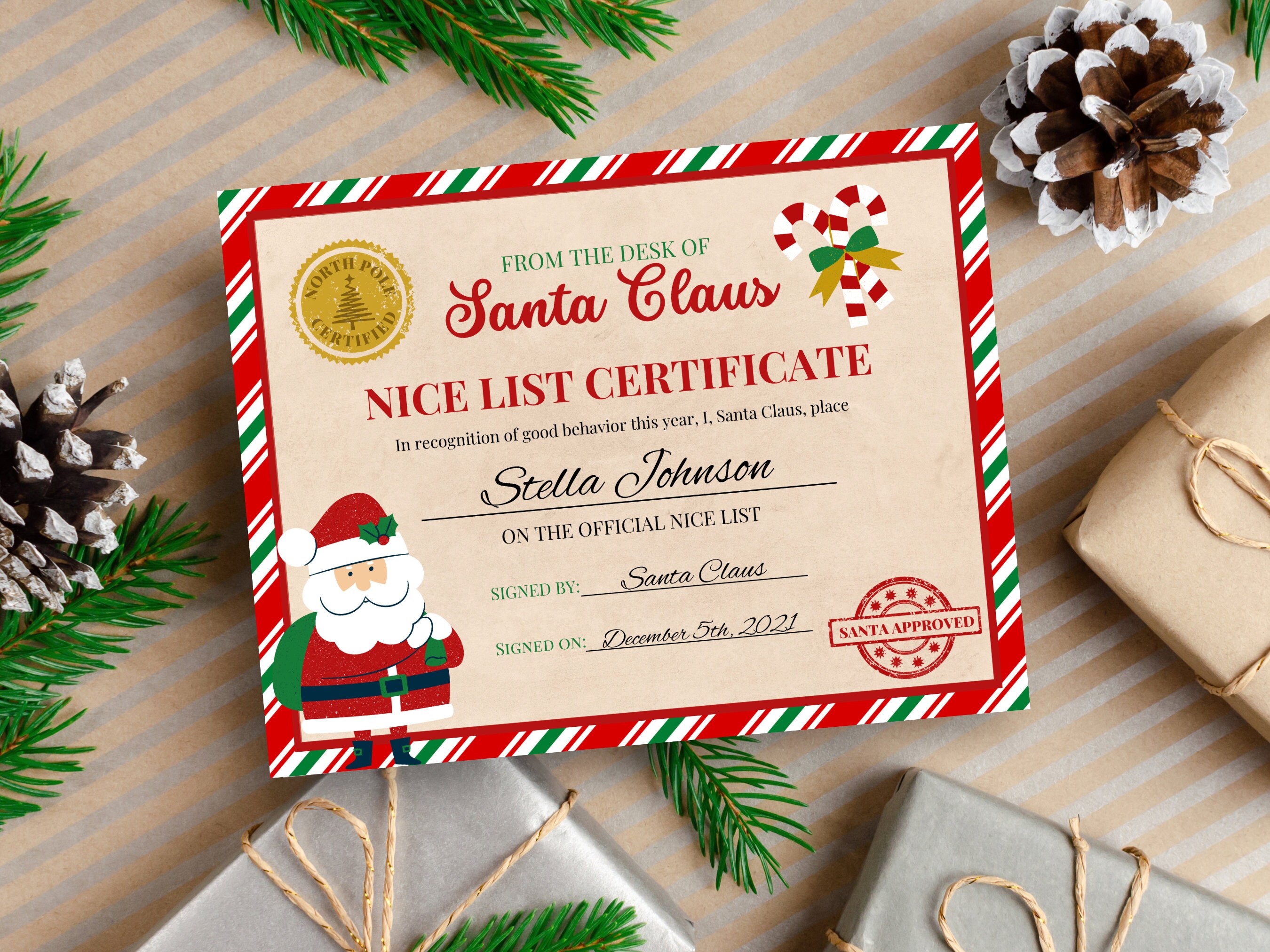 Editable Santa Claus Official Nice List Certificate | North Pole Mail ...