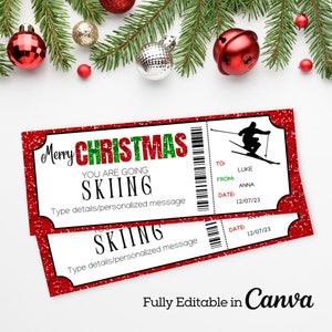Weihnachts-Ski-Trip-Karte | Weihnachtsgutschein | Skiurlaub Urlaub | Last Minute Geschenk | Weihnachtsgutschein | Druckbare Geschenkkarte