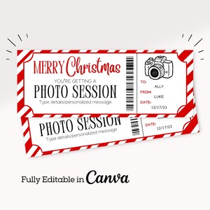 Fotografie Session Ticket Vorlage | Weihnachtsüberraschungsfotoshooting Geschenkgutschein | Fotografie Geschenk | Weihnachtsvorlage Geschenk