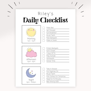 Daily Routine Printable | Kids Daily Checklist | Editable Checklist | Homeschool Schedule | Children&#39;s Schedule | Kids Weekday Schedule |