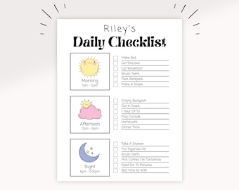 Daily Routine Printable | Kids Daily Checklist | Editable Checklist | Homeschool Schedule | Children's Schedule | Kids Weekday Schedule |