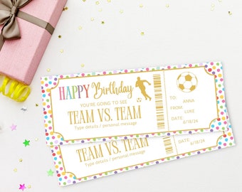 Birthday Soccer Football Game Ticket Stub | Soccer Game Ticket Template | Printable Sports Tickets Gift | Fake Ticket Gift Souvenir |