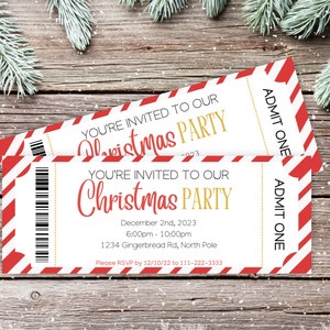 Weihnachtsfeier Event Ticket Printable | Bearbeitbares Event Ticket | Event Ticket Template Printable | DIY Event Ticket | Weihnachtskarte