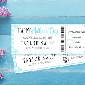 Mother&#39;s Day Concert Gift Ticket | Surprise Concert | Mother&#39;s Day Gift | Surprise Gift Voucher | Editable Template | Instant Download |