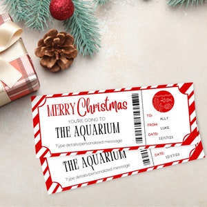 Aquarium Ticket Template | Christmas Aquarium Trip Voucher | Printable ...