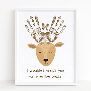 Arte de la huella de la mano del Día del Padre de los Ciervos / Regalo del Día del Padre / Manualidades para niños / Regalo para papá o abuelo / Regalo de los niños / Huella de la mano del niño / Imprimible