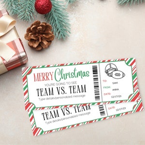 Bon pour des billets de football de Noël | Billet cadeau football surprise | Billet pour un match de sport | Billets Imprimables Surprise | Modèle de carte-cadeau