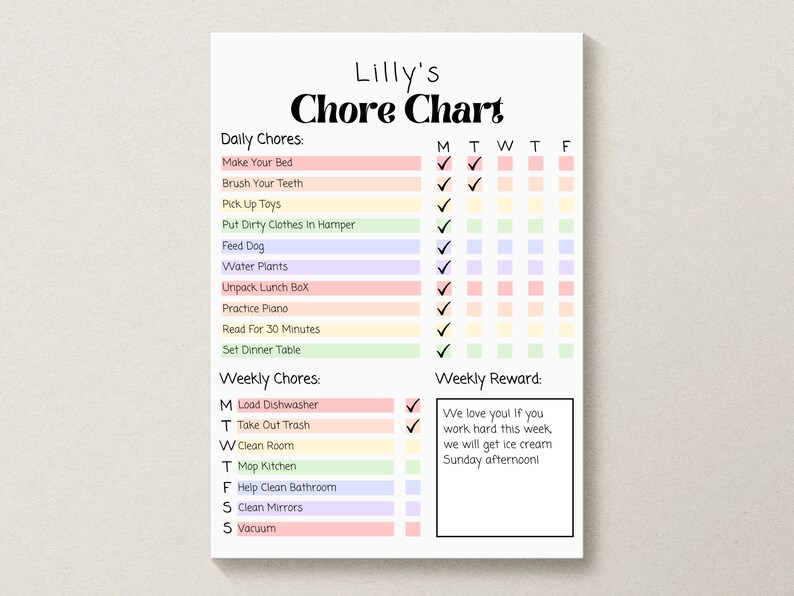 Rainbow Chore Chart for Kids Kids Chores Kids Chore Chart - Etsy
