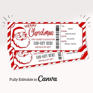 Christmas Santa Gift Voucher | Xmas Ticket Template | Printable Custom ...