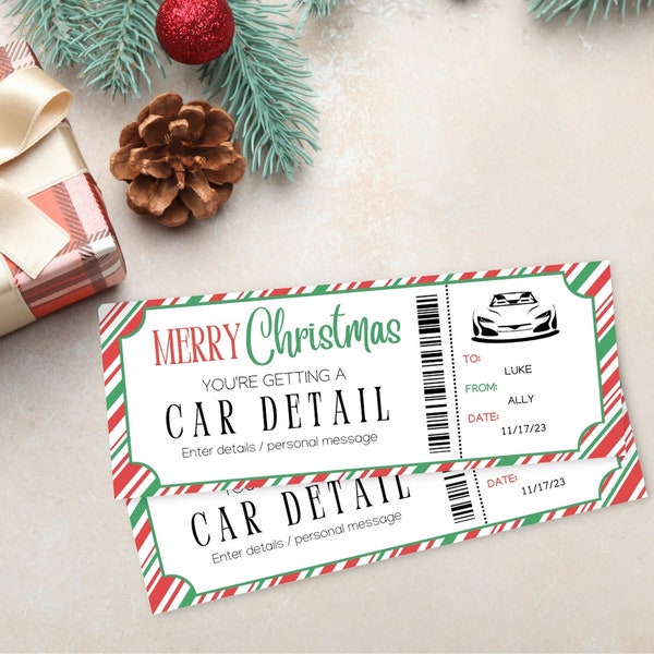 Christmas Car Detailing Gift Certificate | Car Detail Template | Car Detailing Certificate | Car Cleaning Gift | Christmas Detailing Ticket