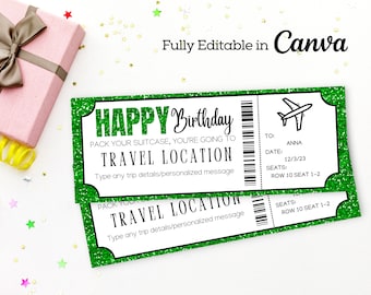 Print-at-home Boarding Pass | Surprise Trip Reveal | Flight Gift Voucher | Fake Ticket Gift Coupon | Instant Download | Birthday Gift |