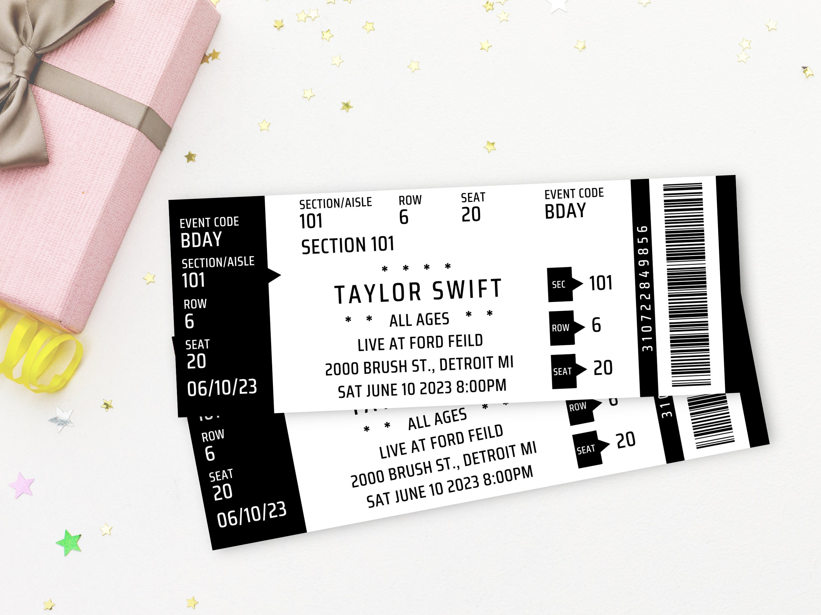 Simple Editable Concert Ticket Template | Printable Music Event Ticket |  Custom Concert Ticket | Last Minute Gift Idea | Fully Editable | - Etsy, image size:2700x2025