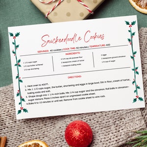 Christmas Recipe Card Template | Xmas Recipe Card | 6x4 Recipe Card | Christmas Recipe Card | Cooking Recipe Card | Canva Template |