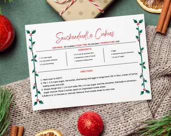 Weihnachtsrezept Karten Vorlage | Weihnachts-Rezeptkarte | 6x4 Rezeptkarte | Weihnachtsrezeptkarte | Kochrezept Karte | Canva Template |