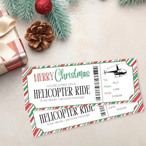 Christmas Helicopter Ride Ticket Template | Helicopter Ride Gift Voucher | Christmas Helicopter Tour Ticket | Surprise Activity Reveal |