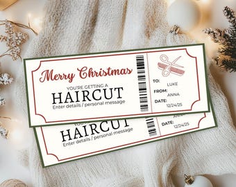 Christmas Haircut Coupon | Xmas Gift Experience | Printable Haircut Ticket | Gift for Him | Last Minute Christmas Gift | DIY Voucher