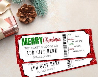 Christmas Blank Holiday Template | Holiday Experience Gift Voucher | Printable Ticket Present | Christmas Gift Voucher | Printable Coupon