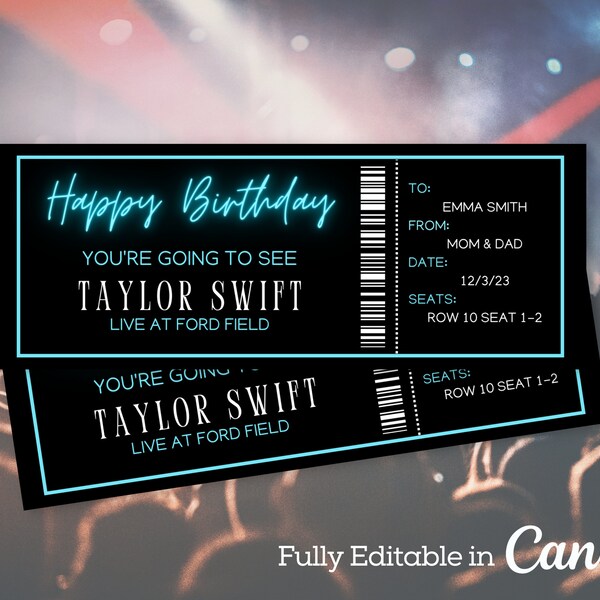 Blue Surprise Concert Ticket Template - Etsy