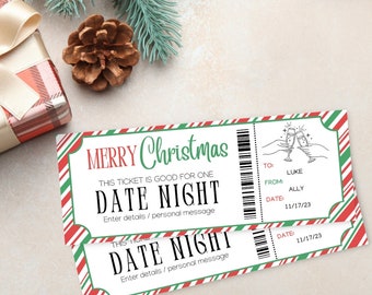 Christmas Date Night Out Gift Voucher | Surprise Date Night Gift Printable Template | Christmas Gift Card | Editable Instant Download Gift |