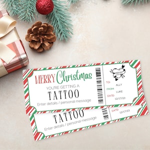 Surprise Christmas Tattoo Gift Ticket | Tattoo Printable Gift  Certificate | Tattoo Editable Gift Certificate | Surprise Tattoo Voucher |