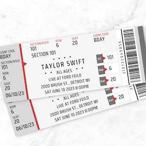 Realistische Konzertkarte Stub | Bearbeitbar Ticketmaster Stub | Benutzerdefinierte Ereignis-Karte | Überraschungs-Konzertgeschenk | Last Minute Geschenk |