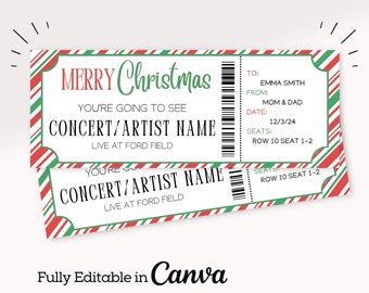 Christmas Concert Ticket Gift | Surprise Concert Ticket Printable | Surprise Concert Show | Gift Certificate Printable | Ticket Xmas Voucher