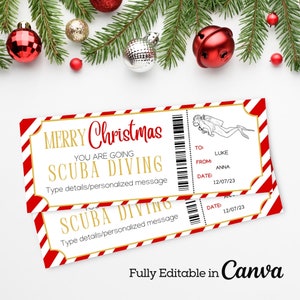 Christmas Scuba Diving Gift Ticket Template | Scuba Diving Gift Certificate | Scuba Diving Voucher | Xmas Voucher | Gift Event Ticket |