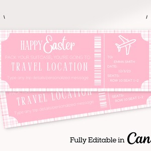 Surprise Trip Ticket | Airplane Ticket | Boarding Pass Printable | Easter Gift | Surprise Vacation | Editable Ticket | Instant File |