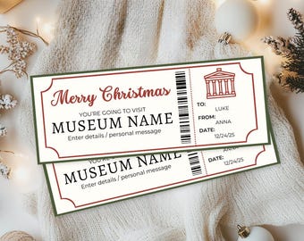Museum Ticket | Christmas Printable Coupon | Experience Gift Certificate | Day Trip Voucher | Digital Download | Editable Template